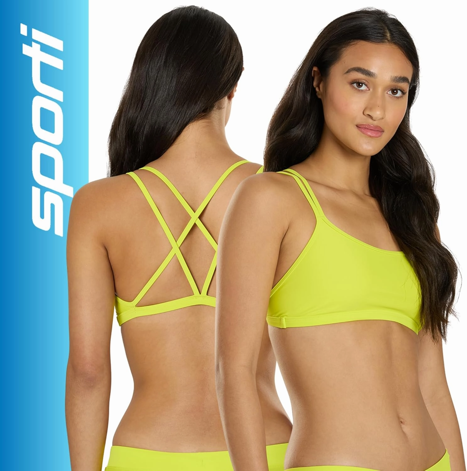 Sporti Swimsuits Bikini Tops for Women, Double Cross & Round Neckline, Swim Top Bathing Suits, Women Bralette Swim Top