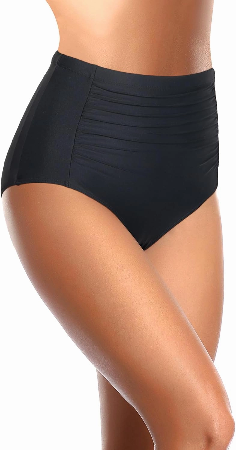 Tempt Me Women High Waisted Bikini Bottoms Tummy Control Swimsuit Bottoms Ruched Bathing Suit Bottom