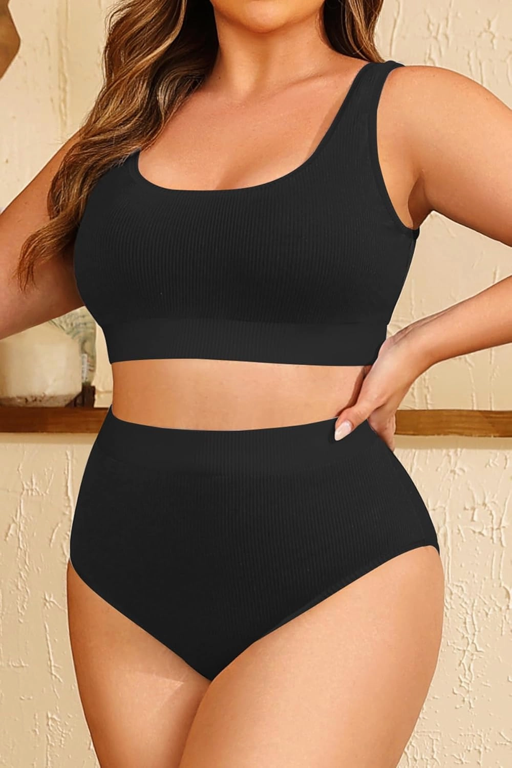 Tempt Me Women Plus Size High Waisted Bikini Set Two Piece Swimsuit Full Coverage Sporty 2 Piece Bathing Suits