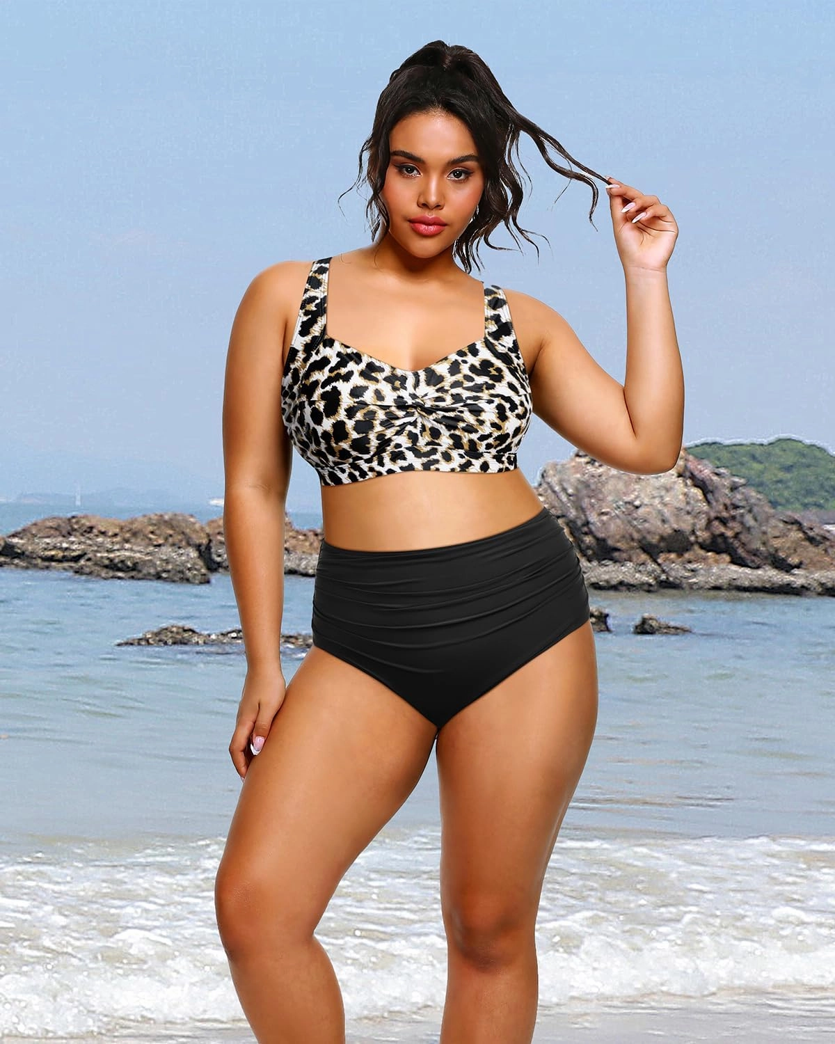 Tempt Me Women Plus Size High Waisted Bikini Set Two Piece Swimsuit Tummy Control Bathing Suits