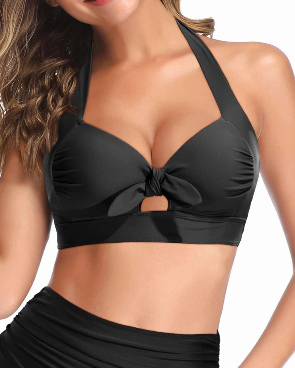 Tempt Me Women's Bikini Top - Push Up, Halter, Retro, Padded Swimsuit Top