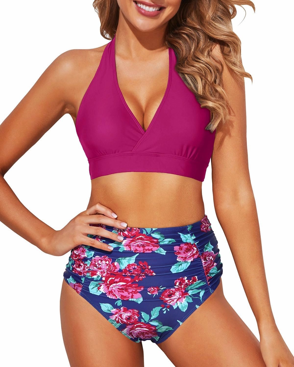 Tempt Me Women Two Piece High Waisted Bikini Set Swimsuits Push Up Halter Tummy Control Bottoms Bathing Suits
