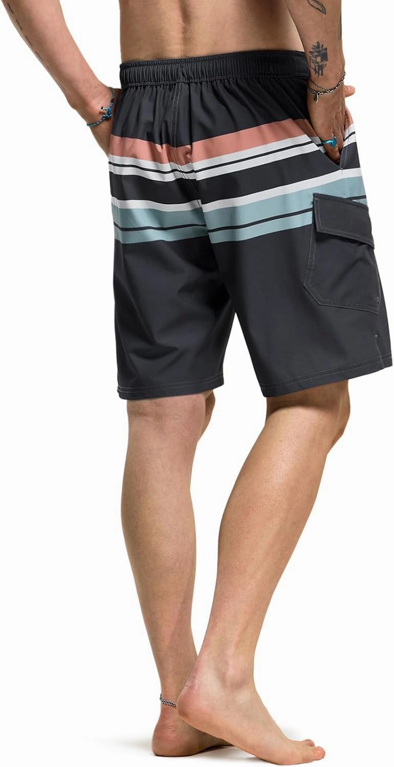 TSLA Men's Swim Trunks, Quick Dry Swimming Beach Board Shorts, Lightweight Swimwear Bathing Suits with Pockets