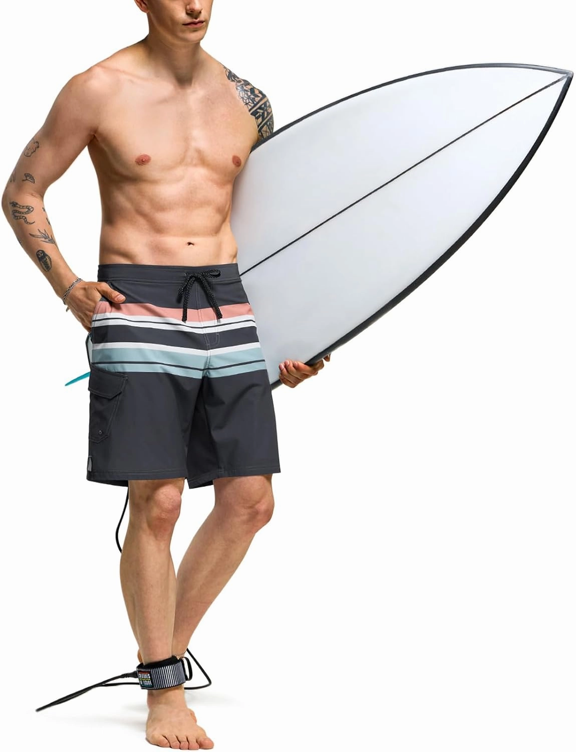 TSLA Men's Swim Trunks, Quick Dry Swimming Beach Board Shorts, Lightweight Swimwear Bathing Suits with Pockets