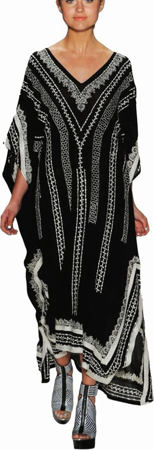 Venasha Womens Caftan Floral Print Kaftan Dress Short Sleeve Swimsuit Cover up Loungewear for Summer