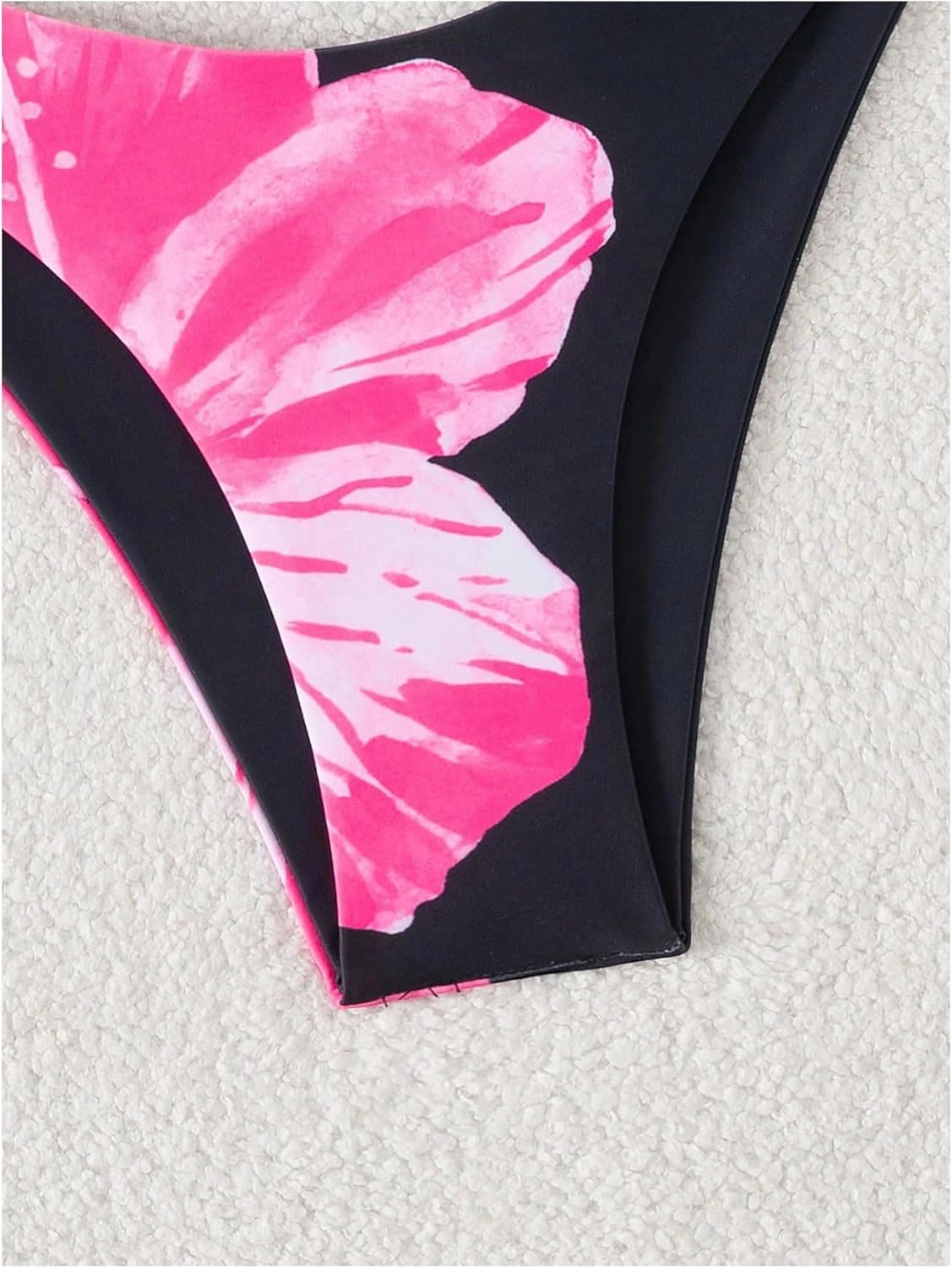 Verdusa Women's Colorblock Floral Bikini Bottoms Low Waist Beach Swim Briefs Panty