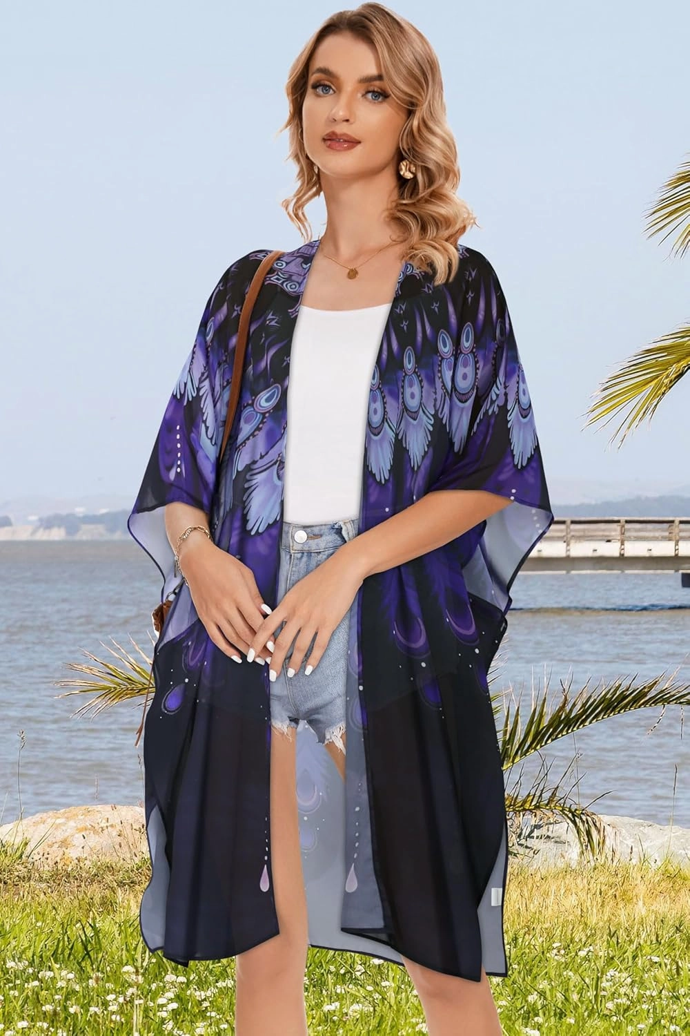 Women's Kimono Beach Cover up for Summer Bathing Suits Cardigans Casual Loose Swimwear