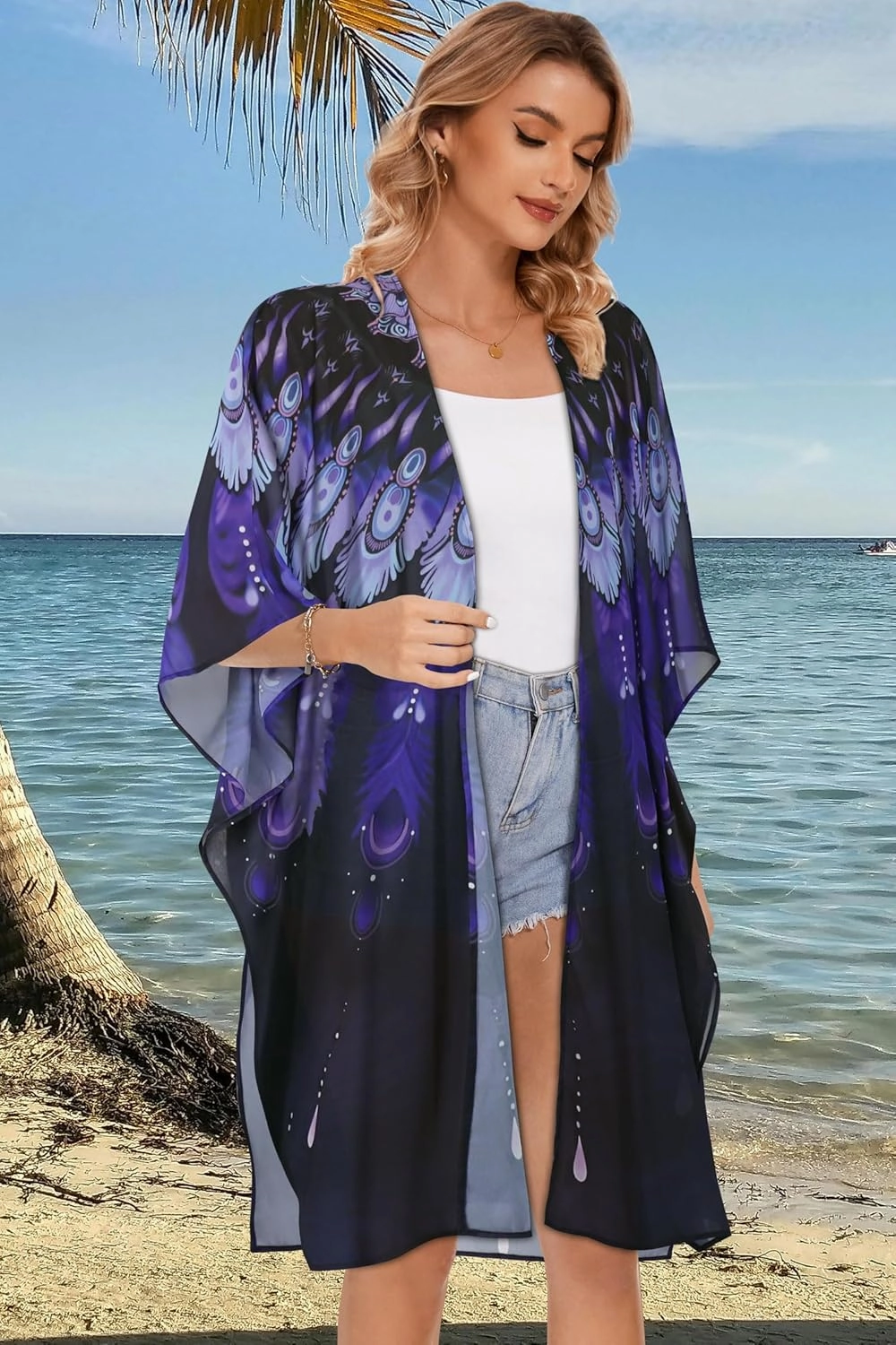 Women's Kimono Beach Cover up for Summer Bathing Suits Cardigans Casual Loose Swimwear