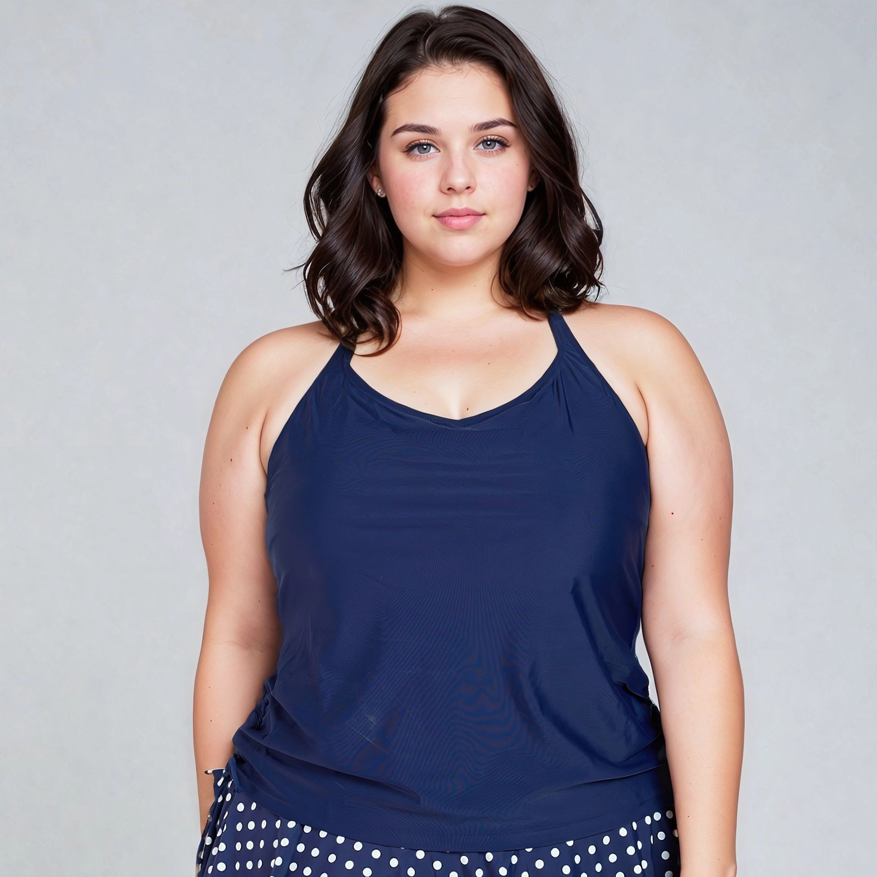 Women's Plus Halter Maya Swim Top With Built In Bra