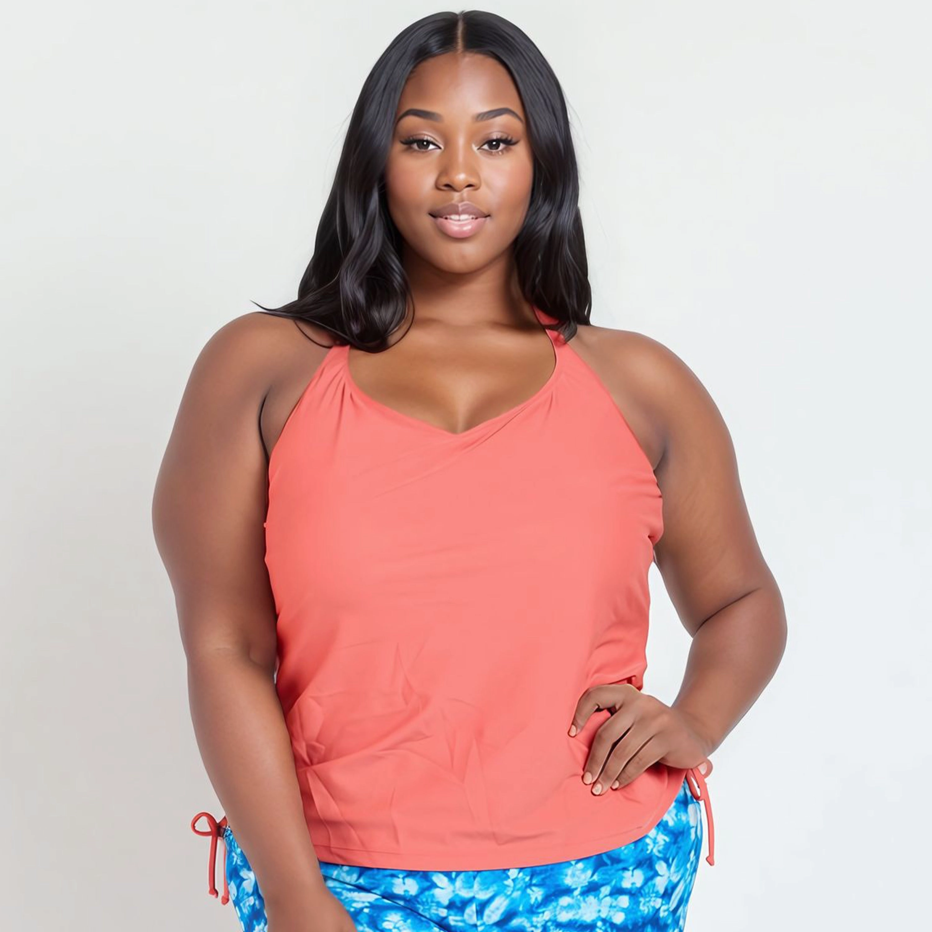 Women's Plus Halter Maya Swim Top With Built In Bra