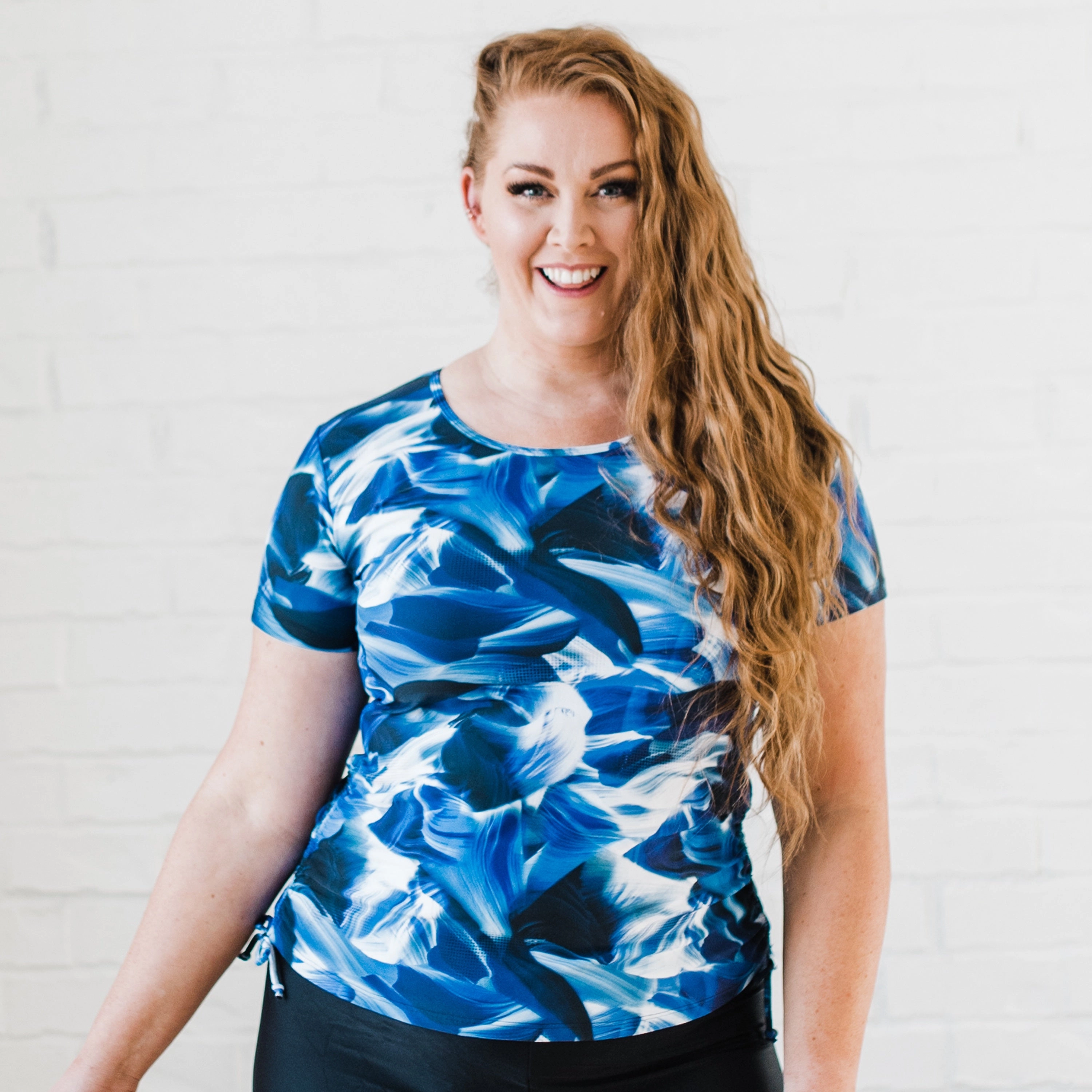Women's Plus Short Sleeve Adele Swim Top - Patterns