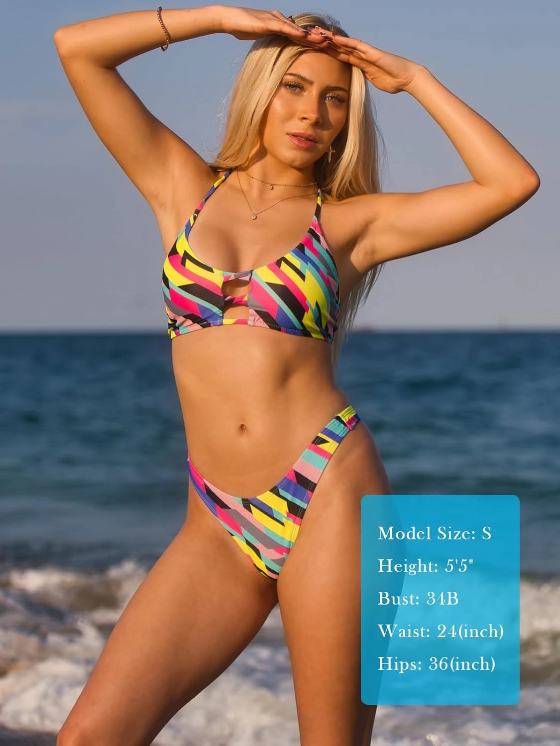 Women's Strappy Bikini Tops Padded Swimsuit Lace Up Adjustable Bathing Suit Top