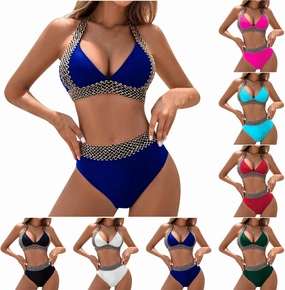Women Two Piece Bathing Suit Sexy Swimwear Push Up Bikini Set Halter Swimsuit Full Coverage Padded 2 Piece Swimsuits