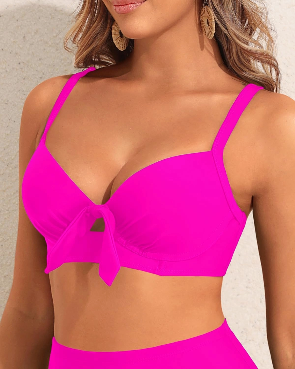 Women Underwire Bikini Swim Top - Push Up Knot Front Swimsuit Top 2025 Bathing Suit Bra