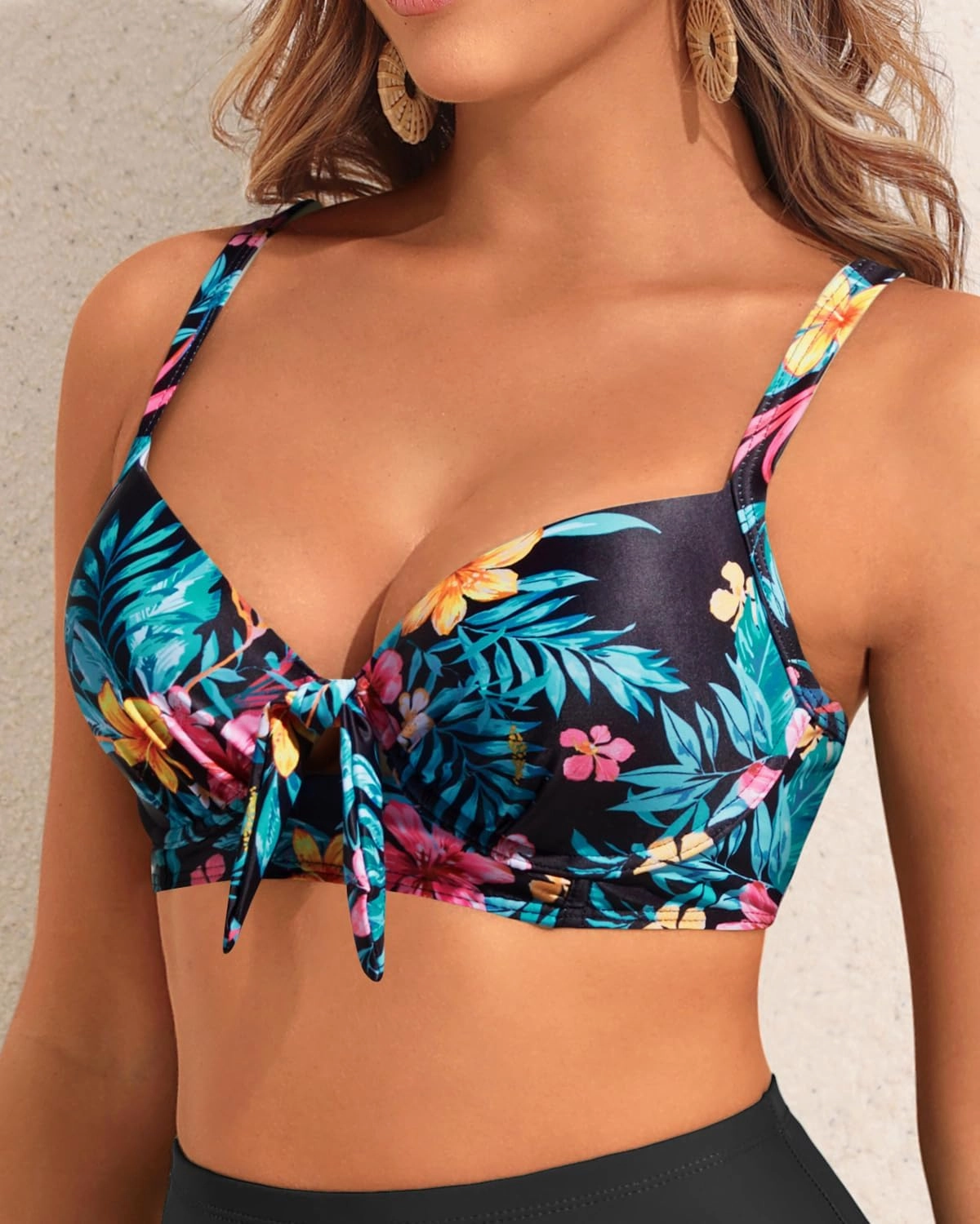 Women Underwire Bikini Swim Top - Push Up Knot Front Swimsuit Top 2025 Bathing Suit Bra
