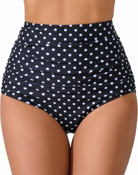 Womens High Waisted Full Ruched Bikini Swimsuit Bottoms Tummy Control Full Coverage Bathing Suit Bottoms