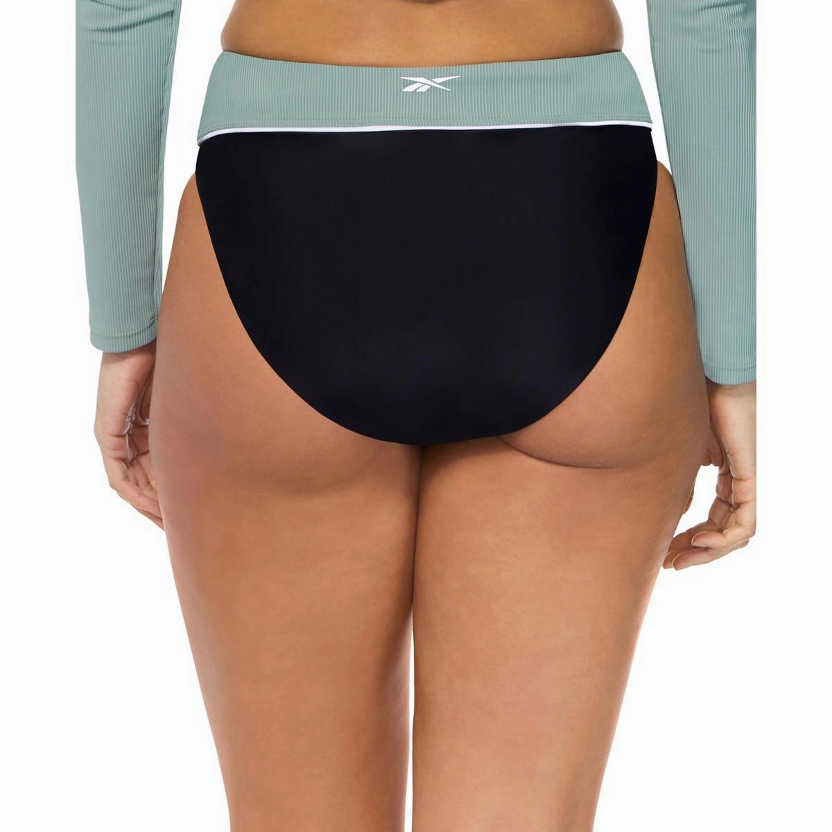 Womens Ribbed Trim High-Waist Swim Bottom Separates