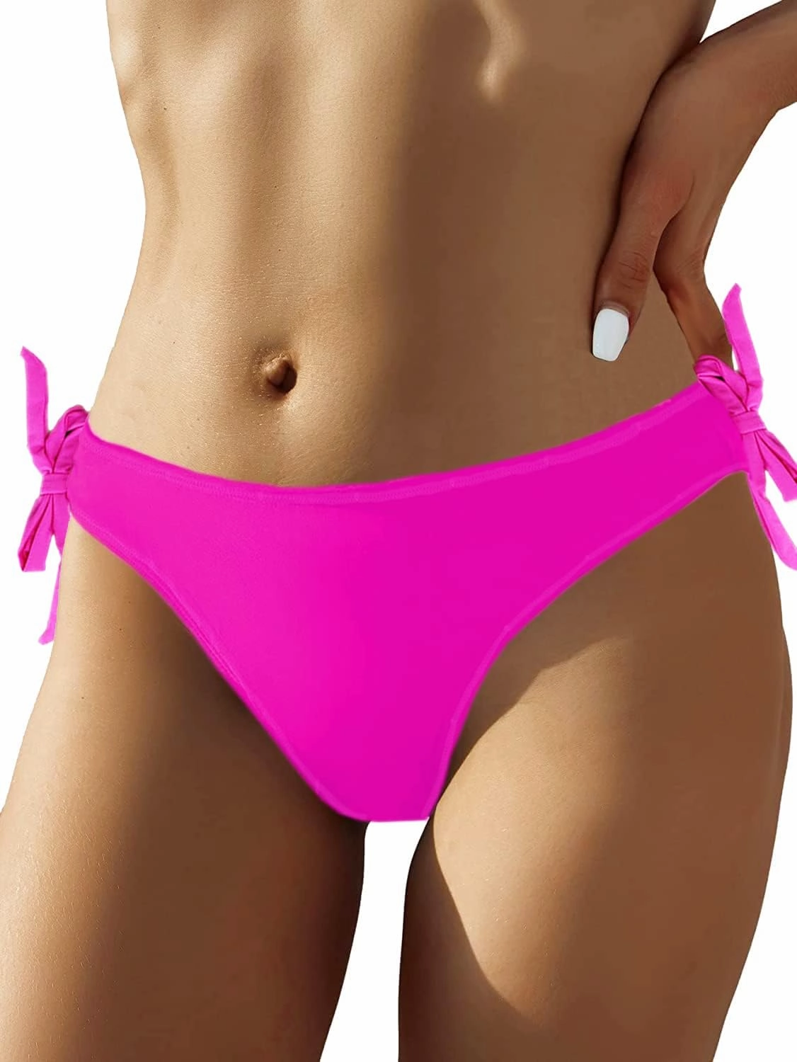 YELAIVP Women's Bikini Bottom Tie Side Swimsuit Bottom Cheeky Butt Ruched Bathing Suit Bottoms