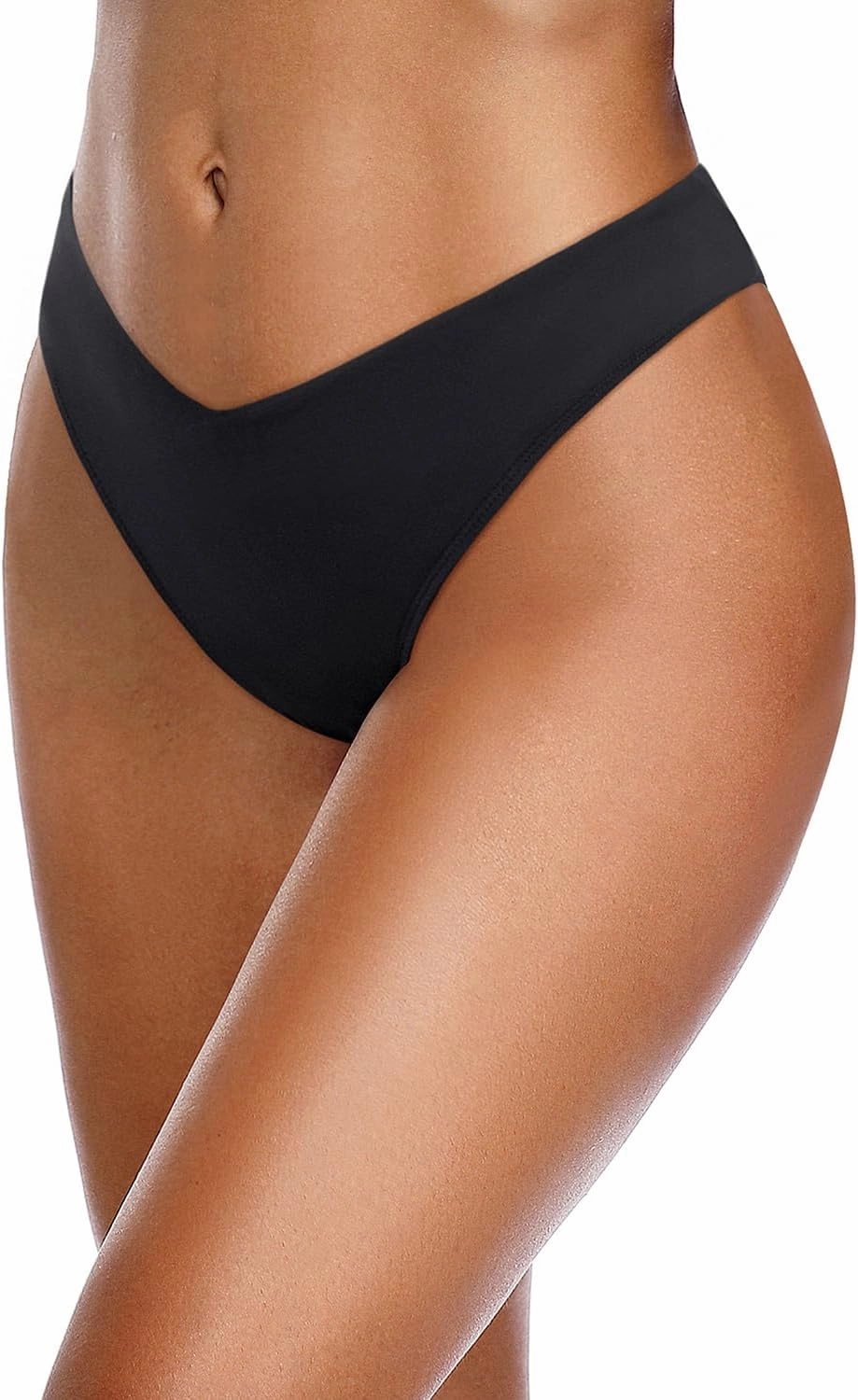 Zmart Women Cheeky Bikini Bottoms V Cut Swim Bottom High Cut Swimsuit Low Waist Low Rise Bathing Suit
