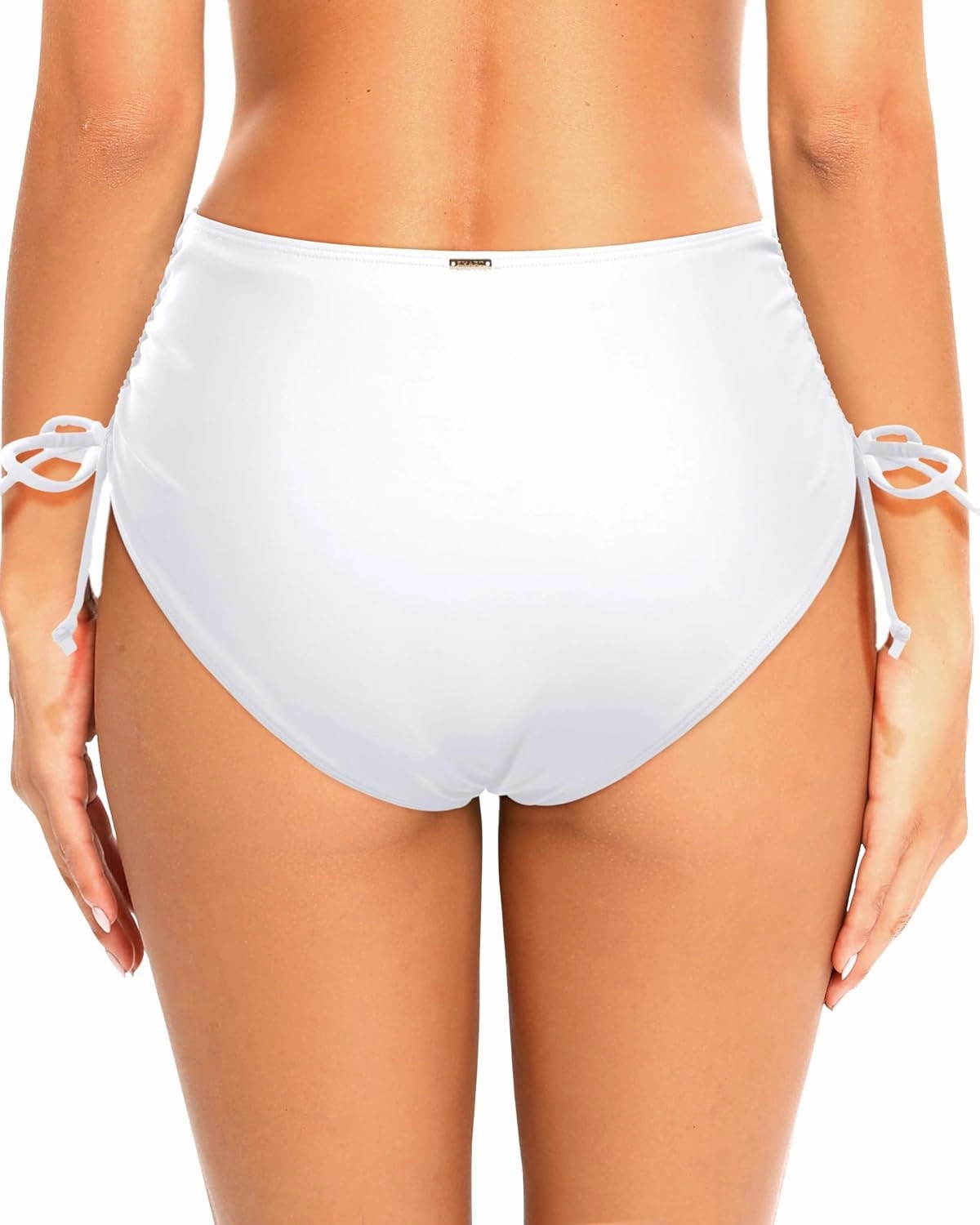 Zmart Women Full Coverage Bikini Bottom Adjustable Side Tie Swim Bottom with Side Ruched Mid Rise Bathing Swimsuit