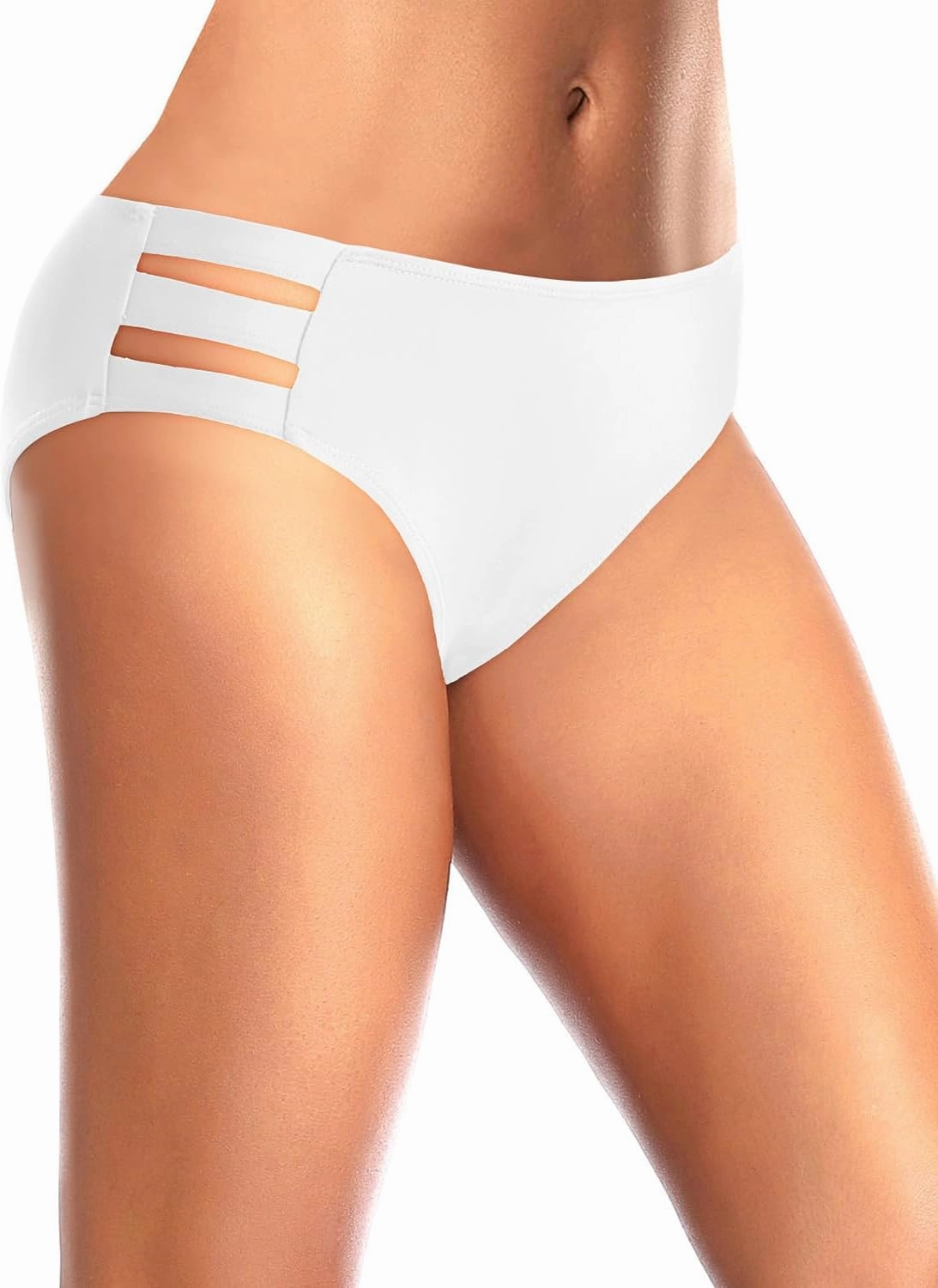 Zmart Women Standard Strappy Bikini Bottoms Full Coverage Bathing Suit Cutout Swim Low Rise Swimsuit Bottom